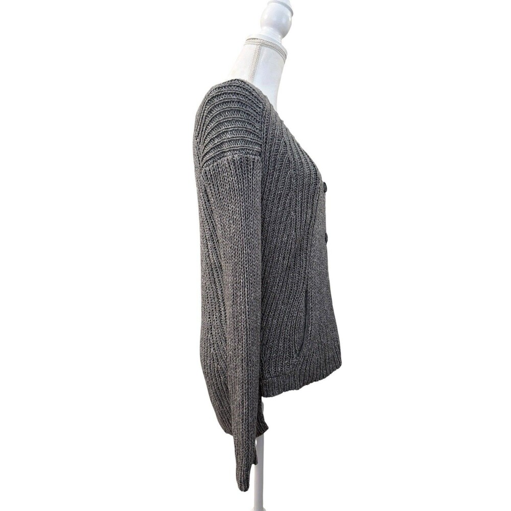 Vince Gray Ribbed Button-Front Cardigan - Picture 5 of 9
